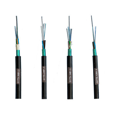 Reliable GYTS Fiber Optic Cable 24 Core Armored Design with Steel Tape and PE Jacket for Outdoor Networks