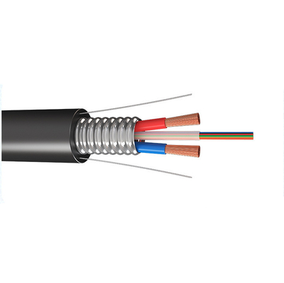 Cavo in fibra ottica ibrida fotoelettrica composita GYXTW RVV blindato 12 nuclei con cavo di alimentazione