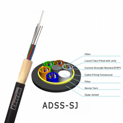 SJ ADSS Cavo ottico singolo G652D FRP Strength Member PE Jacket